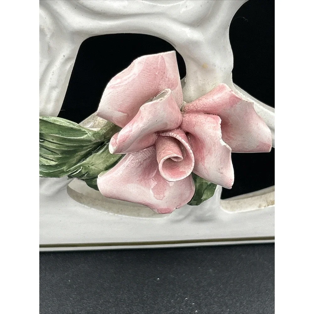M Moretto Italy Capodimonte Raised Roses Hanging Lamp Artist Signed #821 READ